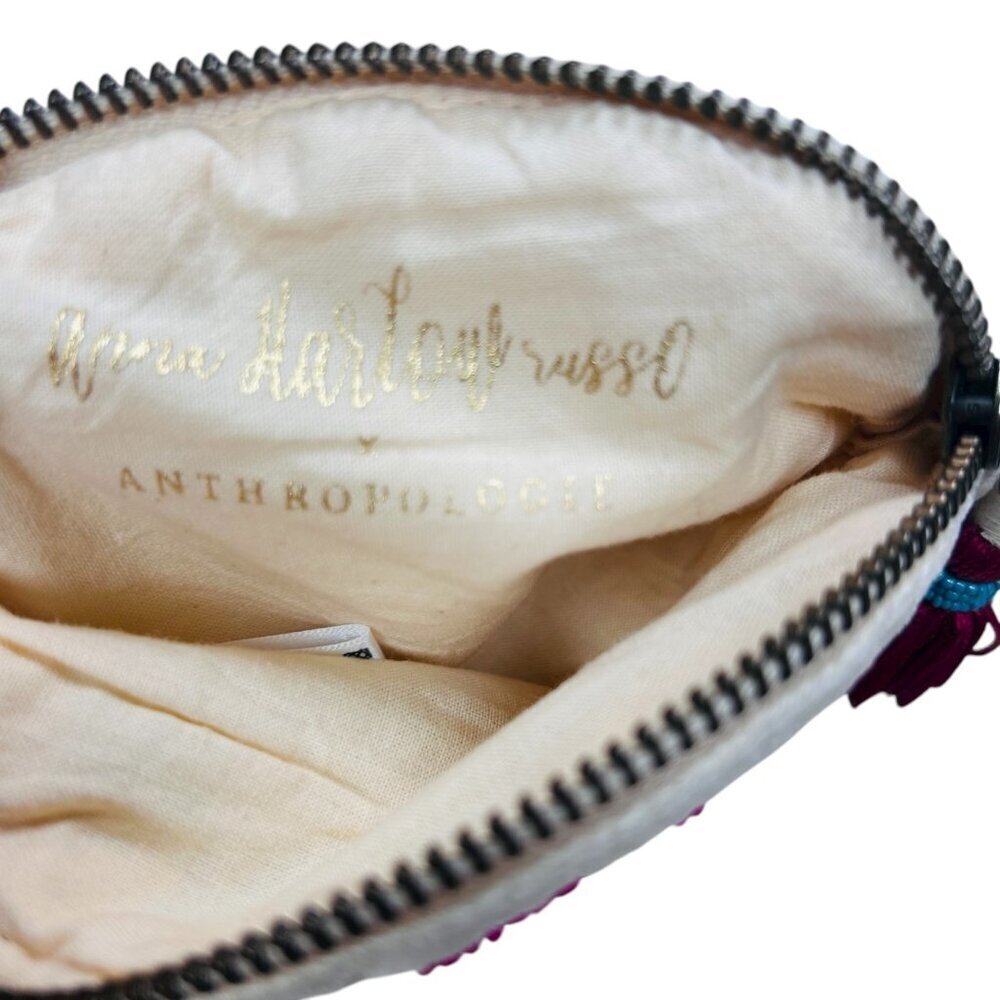 Anthropologie Anna Harlow Russo “R” Monogram Pouch Tassel Boho - Picture 3 of 3